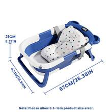 Ubravoo Bath Tub With Drain Hole, Double Foldable Toddler Bathtub With Soft Cushion Pad, Portable Travel Bathtub Built In Anti-Slip Support - Màu xanh lam - Xem 3