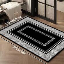 1pc Luxury Nordic Modern Abstract Geometric Area Rug, Circular Pattern Rectangle Soft Faux Wool Washable Carpet, Suitable For Living Room, Bedroom, Entryway, Bathroom, Hallway, Patio, Kitchen, Indoor Outdoor, All Season Large Size Mat, Classic Black Gray - Home Decor - Multicolor - View 12