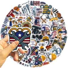 50 张美国劳动节贴纸乙烯基贴纸剪贴簿、日记本、笔记本电脑、保险杠、滑板、水瓶、电脑、手机、卡通、安全帽、汽车贴纸和贴花 - 彩色 - 查看 4