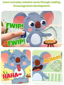 beartale Interactive Flip-Up Story Book, Animal Daily Activities Picture Book (Rooster Waking Up, Kitten Washing Face, Hippo Brushing Teeth, Bear Tidying Room), Suitable For 3-6 Years Old Children, Montessori Quiet Travel Toy, Pre-School Enlightenment And Bedtime Reading - Multicolor - View 8