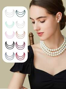 1件 1920年代风格女士串珠项链，仿珍珠串珠，复古摩登女郎风格，时尚仿珍珠长项链，复古服饰首饰项链，茶会礼物。情人节配饰