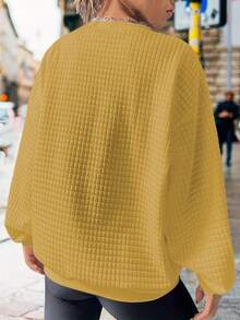 Thanksgiving Graphic Print Casual Sports Waffle Knit Sweatshirt - Yellow - View 2