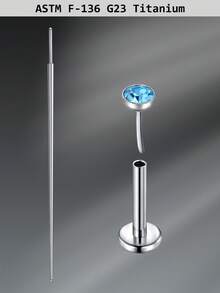 CIZME 1 Set Fashionable Titanium Alloy Threadless Nose Stud CZ Nose Ring, Flat Back Stud Earrings, CZ Nose Bone, Nose Wing, Cartilage Earrings, 20G 18G 16G Cubic Zirconia Lip Ring, Medusa Lip Ring, Threadless Lip Stud, Piercing Taper, Suitable For Daily Wear - Lip Studs - View 32