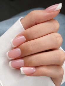 150 piezas de puntas de uñas francesas rectangulares rosas, uñas postizas de gel suave estilo francés, set de arte de uñas DIY, 15 tamaños adecuados para mujeres, simple & versátil - Rosa vieja - Ver 3