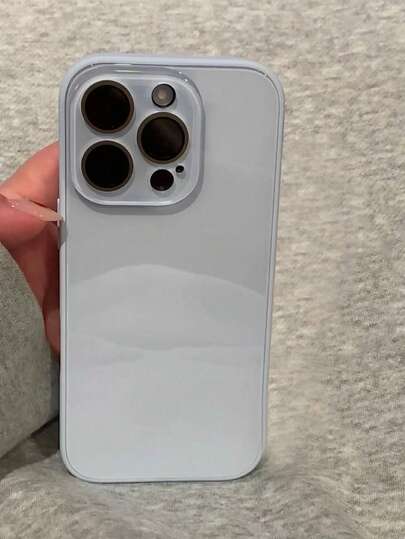 简约 INS 纯色玻璃内置镜头膜保护壳适用于 16/15 Pro Max/14/13/12/11，优雅设计