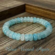 1条蓝色玛瑙手链 – 串珠男女通用饰品 | 可调节结扣设计的疗愈水晶手链 | 非常适合日常佩戴、送礼和能量平衡（生日、周年纪念日、毕业典礼） – 波西米亚风！ - 多色 - 查看 9