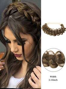 1件装黑色、金色、棕色、深棕色手工编织假发辫子发带，适合女性和女孩，合成辫子接发，弹性发带配有可调节腰带，编织发带，适合日常佩戴、派对和特殊场合。