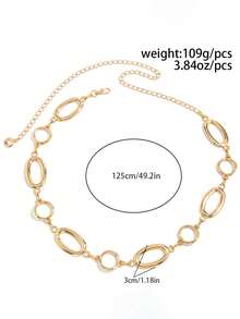 1 件复古时尚个性化金属镂空几何拼接腰链，波西米亚百搭腰带，适合女性日常和派对穿着 - 金色 - 查看 6