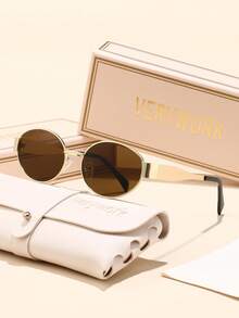 Verywork Verywork 1pc Oval New Vintage Catwalk Elegant Living Ins Style Superior Quality Brand Design Women Fashion Eyeglasses For Outdoor Casual Activities Driving Shopping Summer Tropical Beach Vacay Street-Photography Accessories