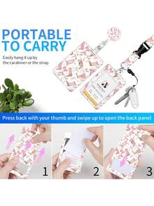 Retractable ID Holder With Inspirational Quote ID Badge Lanyard With ID Card Holder Clip, Suitable For Office, Doctor, Nurse, Teacher, Student And Various Professionals Detachable Retractable Pink ID Card Reel Vertical Card Protector Sleeve - Multicolor - View 3