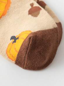 1 Pair/3 Pairs Men's Comfortable Casual Halloween Pumpkin Pattern Mid-Calf Socks, Fall - Multicolor - View 8