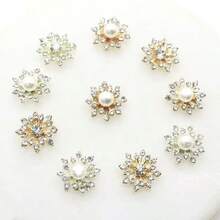 20pcs Snowflake Cabochon Metal Base Strass Glitter Rhinestone Buttons For Clothing Shoes Bags Accessories DIY Crafts - Multicolor - View 6