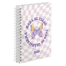 iscool 2025 Retro Purple Butterfly Hardcover Daily Planner - 紫丁香 - 查看 1