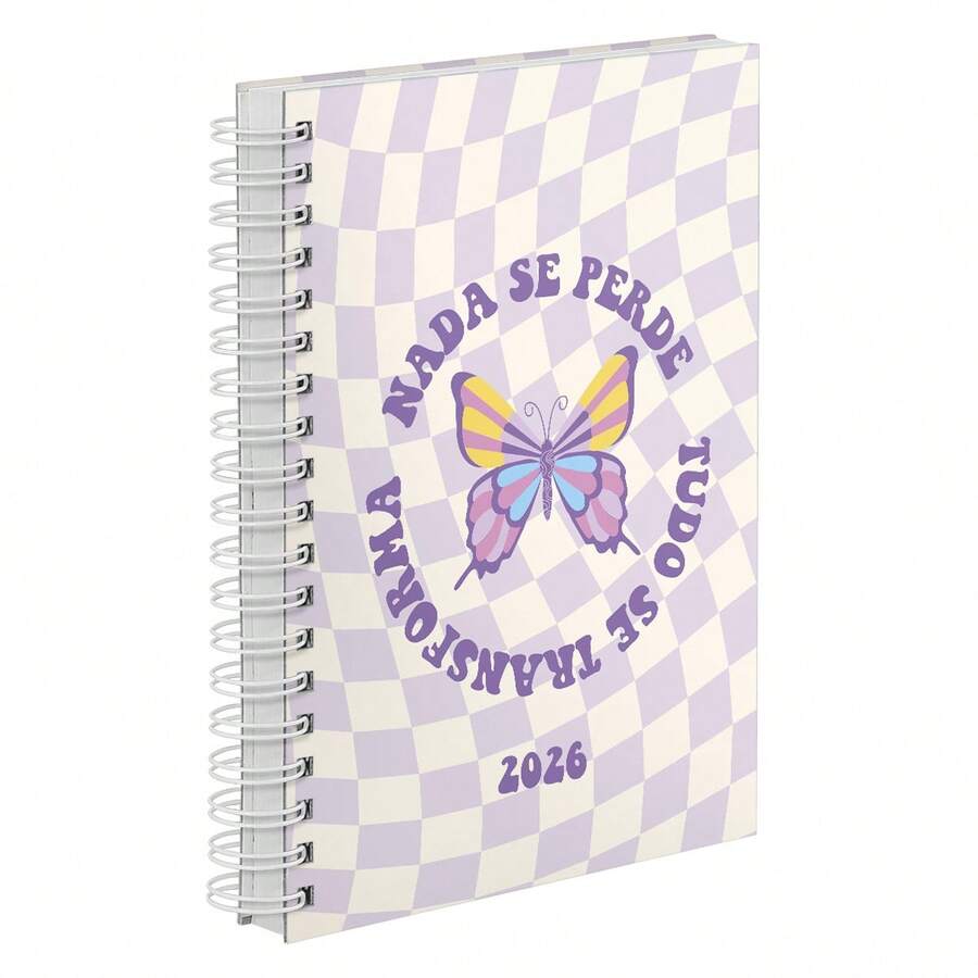 iscool 2025 Retro Purple Butterfly Hardcover Daily Planner - 紫丁香 - 查看 1