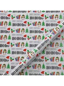 8张圣诞印花包装纸，50*70厘米，铜版纸，适合礼品包装，朋友礼物，节日包装，耐用纸质材料，圣诞树和驯鹿设计 - 彩色 - 查看 7