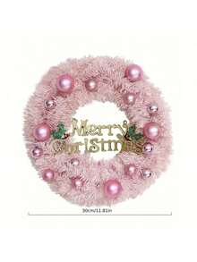 1pc Charming Pink Christmas Wreath - Perfect For Holiday Decoration, Mall Display And Party Supplies, Scene Setting, Ideal For Christmas Decor