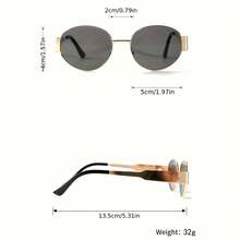 GENUIN MOMENT Fashion Oval Metal Women Eyeglasses - Xám vàng - Xem 4