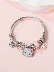 Sanrio Sanrio Hello Kitty Bracelet,A Pack Big Head Hello Kitty Pendant Silvery Bracelet,Suitable For Woman Daily Wear
