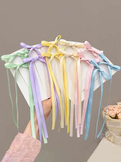 Bộ 10 kẹp tóc nơ ruy băng nhiều màu sắc bằng polyester, phù hợp cho bé gái, phụ kiện tóc ren thanh lịch, trang trí tóc cho vũ công ba lê, kẹp tóc cổ tích Y2K, dùng hàng ngày, đồng phục học sinh, phụ kiện đội đầu cho bé gái trong các lễ hội (Không kèm hộp bìa cứng)