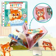 beartale 1 套推拉滑梯儿童活动书籍《儿童习惯伙伴》——洗脸乐趣，一只可爱的猫教孩子们何时以及如何清洁面部，生动的插图忙碌的书益智玩具，儿童玩具，儿童派对礼物，教具，女孩玩具，男孩玩具，蒙特梭利玩具，学校，文具用品，学校用品，游戏，儿童生日礼物，毕业礼物 - 彩色 - 查看 5
