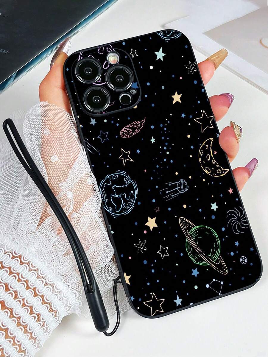 1 件黑色 TPU 太空与宇宙图案防震手机壳和 1 条黑色硅胶挂绳,兼容手机壳/配套手机壳/趣味手机壳/安卓手机壳/手机壳/手机壳/OPPO 手机壳/兼容 15 Pro Max/ A14/ A54/ A52/ A31 4G/ A23/Redmi Note 8 Pro/Redmi Note 11 Pro 4G/Redmi Note 12 4G/OPPO A54 - 彩色 - 查看 1