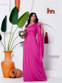 Classic And Elegant Party Dress Sophisticated Dress Bridesmaid Dress Wedding Graduation Parties. - 玫紅色 - 查看 3