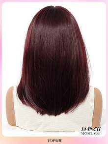 Atmungsaktive und bequeme 14-Zoll-Bob-Perücke mit Pony, burgunderrot, gerade, schulterlang, Perücken für Frauen, hitzebeständiges synthetisches Haar, für Alltag, Party, Festival