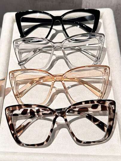 1/4pcs New Oversized Transparent Frame Minimalist Eyeglasses, Suitable For Daily Outfit