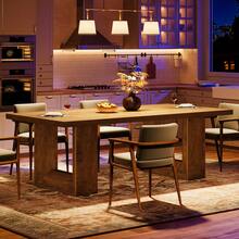 Tribesigns Dining Table For 8 People, 63-Inch Brown Rectangular Kitchen Table With Strong Geometric Frame, Industrial Large Long Dining Room Table For Big Family, Brown - Brown - View 4