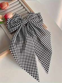 Bộ 3 chiếc/1 chiếc Dây buộc tóc nơ kẻ caro đen trắng thanh lịch dành cho nữ, kẹp tóc nơ buộc nửa đầu, thích hợp cho bãi biển, đi chơi hàng ngày, phụ kiện tóc phong cách Bohemian thanh lịch, kẹp càng cua, kẹp tóc, kẹp cài tóc, kẹp tóc, thời trang mùa thu, kẹp kiểu Pháp, nơ, dễ thương, phụ kiện đội đầu, ghim cài tóc - Nhiều màu - Xem 9