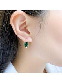 1 Pair Elegant Exquisite Women's Stud Earrings,Sparkling Water Drop Shape Design For Daily & Party Wear, Chic Jewelry Gift For Her, Casual Jewelry (No Box) - hoa tai - Xem 3