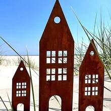 3pcs Rustic Metal Garden Stakes With Wooden Poles, Vintage Hollow Theater Sign, Suitable For Garden And Outdoor Decor, Autumn Holiday Home Themes, Battery-Free, Christmas Decoration - Multicolor - View 4