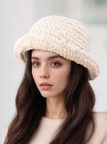 1 件女士蓬松 Y2K 风格厚毛茸茸渔夫帽，适合极冷天气、户外雪上活动、日常穿着、冬季保暖服装