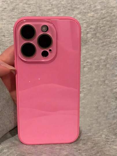 Pink Luxury Crystal Glass 16 Pro Max/15/14 Pro/11/12/13/14 Pro Max Phone Case, Magnetic Anti-Fall Protective Cover, Suitable For Couples,