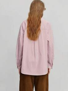 2025 Autumn New Asymmetric Patchwork Design Striped Long Sleeve Cardigan Blouse