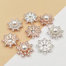 20pcs Snowflake Cabochon Metal Base Strass Glitter Rhinestone Buttons For Clothing Shoes Bags Accessories DIY Crafts - Multicolor - View 2