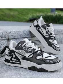 Men's Fashionable Thick-Sole Shoes, Color Block Design, Lace-Up Design, Anti-Slip And Wear-Resistant, Comfortable And Durable, Suitable For Outdoor, Campus Strolling, Street Running, Travel, All Seasons