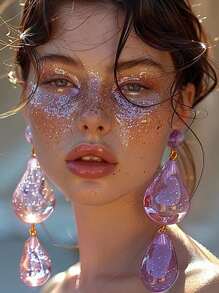 2pcs Chameleon Gold Body Glitter,Mardi Gras Outfit For Women,Color Changing Face Glitter,Chunky Glitter Face Paint,Holographic Glitter Sequins For Face Body Hair,Send A Makeup Brush As A Gift,Festival Party Glitter Makeup Festival Costume Props,Cos,Halloween - Multicolor - View 5