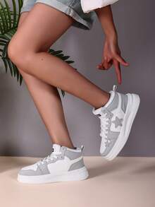 1 Pair Thick Sole Comfortable Plus Size Casual Sneakers For Teenage Boys, Waterproof, Suitable For Street, Daily, School Wear, High-Top Shoes