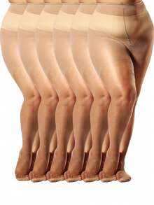 4/6 pares de medias extra grandes de cintura alta con control de abdomen y anti-correr - Negro/Albaricoque/Café - Control de abdomen y soporte de piernas - Medias elegantes formales/profesionales para fiestas - Fórmula suave y sin grietas - Para uso diario y ocasiones especiales, medias profesionales con textura suave