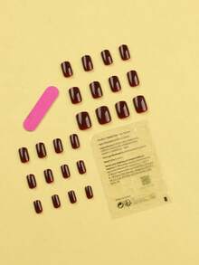 Become The Best Version Of Yourself,24pcs/Set Blue Acrylic Press-On Nails, Medium Square Artificial Nails, Reusable Gel Nail Tips, Natural Glossy False Nails, Full Cover Nail Art Supplies, 12 Sizes, Light Blue - Follow Your Heart - 查看 6