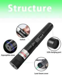 1 件 303 激光笔，LED 可充电激光手电筒，远距离激光笔，家居装饰，夜间活动和户外活动，露营的实用工具，可用作教学工具和节日礼物