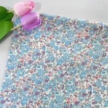 0.5m/1m/2m/3m/4m/5m*145cm 柔软粉色、蓝色、黄色花卉印花面料，透气，适合服装制作、缝纫DIY工艺品 - 藍色 - 查看 3