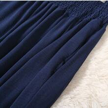 Solid Color Elegant Versatile Pleated Wide Leg High-Waisted Pants For Women - Navy Blue - View 7