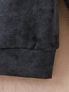 青少年男童印花卫衣，学生秋冬季连帽套头衫，青少年服装 - 黑色 - 查看 6