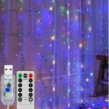 LED Garland Curtain Lights, 8 Modes, USB Powered With Remote Control, Fairy String Lights, Suitable For Wedding, Christmas And Holiday Home Decor - Multicolor - View 9