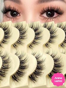 5 Pairs Manga Natural Wispy False Eyelashes - Clear Band Faux Mink Lashes Cat-Eye Shape, Natural Look For Everyday Glam - Reusable, Comfortable, Beginner Friendly Strip Lashes, Lashes, Eyelashes, Fake Lashes