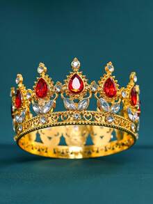 تاج فاخر مرصع بالراين ستون، تيجان من سبيكة عصرية، مناسبة للزفاف وعيد الميلاد وزينة الكيك، بطراز الأميرة - DG245 - مشاهدة 5