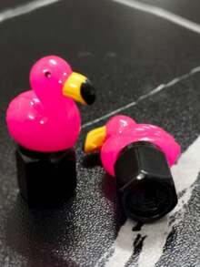 Juego de 2/4 tapas de válvula de neumático con diseño de flamenco - Fabricadas en aleación de aluminio y resina de colores, adecuadas para coches, bicicletas, camiones y motocicletas, regalo perfecto para las fiestas