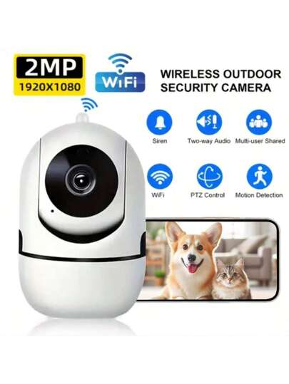 1080P 360° Pan/Tilt Wi Fi Slimme Home Security Camera, Baby Monitor Pet Camera Security, 2.4GHz Fi, One Key Talk, Motion Tracking, Infrared Night Vision, Two Way Audio, Indoor/Outdoor